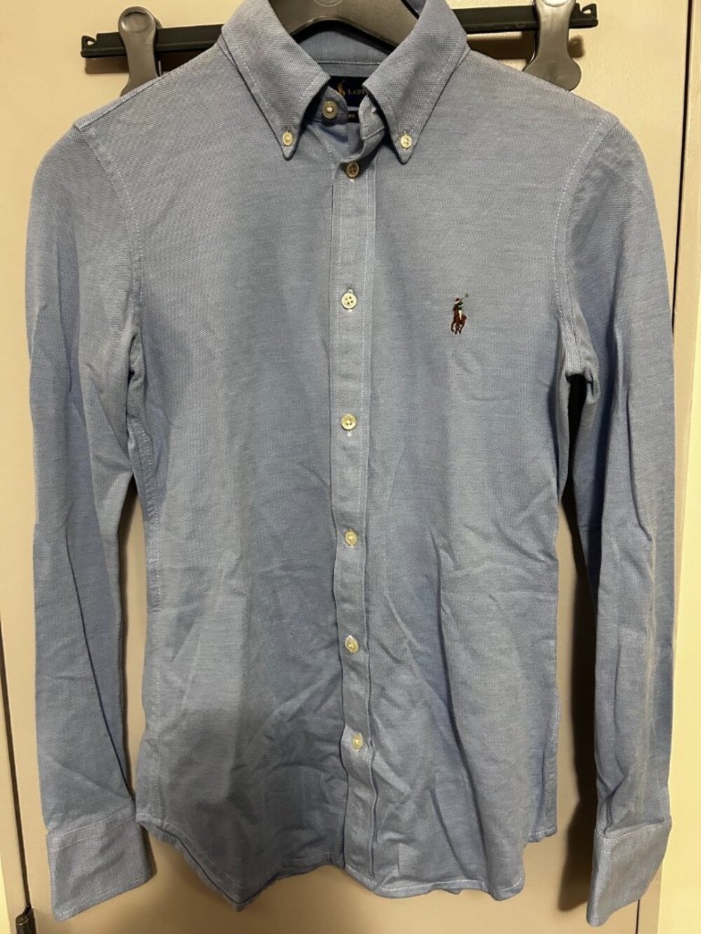 Ralph Lauren Light Blue Knit Oxford Long Sleeve Button Down Pony SP Like New